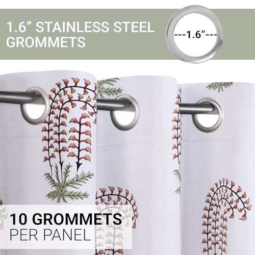 Image of Homestan 100% Cotton Block Print Long Door Curtains 9 Feet Long Set of 2 with Stainless Steel Grommets for Home Decor (9 X 4.5 Feet, Brown)