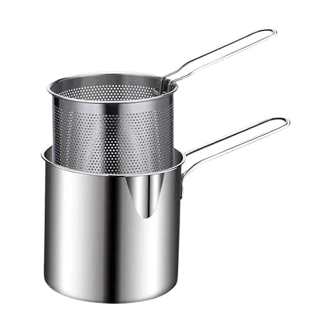 NANIAAY Small Deep Frying Pot with Basket 1200ml Stainless Steel Fryer Pot with Long Handle Mini deep Oil Fryer for French Fries/Shrimp/Fish/Chicken Wings/Boiling Butter/Sauce/Gravies/Pasta-image-23