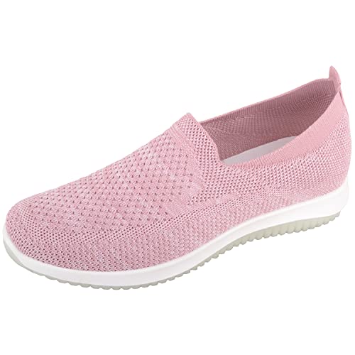 Zapatos deportivos fáciles de poner, elásticos, ligeros, flexibles, para correr, para mujer, Pink, 37 EU Cover