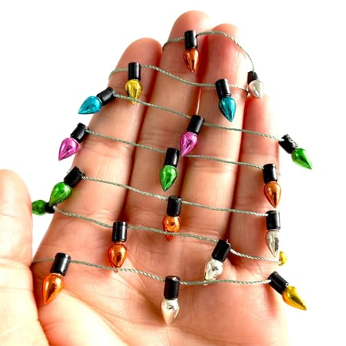 Peachcor Christmas Lights String of Miniature Dollhouse Miniature Fake Light Christmas Tree Fairy Lights Decorative Metalic Multicoloured Dollhouse Miniatures (1mtr)