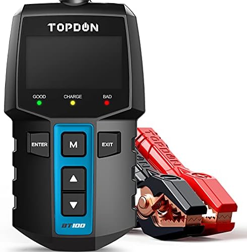 Car Battery Tester 12V Load Tester, TOPDON BT100 100-2000 CCA Automotive Alternator Tester Digital Auto Battery Analyzer Charging Cranking System Tester for Car Truck Motorcycle ATV SUV Boat Yacht