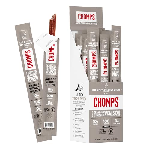 Chomps Salt & Pepper Venison, Grass-Fed & Finished, 24ct, Protein...