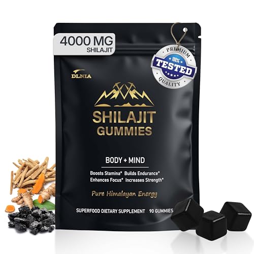 DLNIA 13-in-1 Shilajit Gummies with KSM-66 Ashwagandha | 4000 mg Himalayan Shilajit Extract (20:1) Choline & Botanicals | Sugar-Free Vegan | Energy Focus & Daily Vitality Support for Men & Women