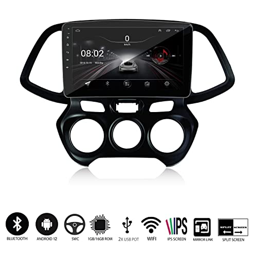 Image of AUTO SNAP 9 Inches 22cm Touch Screen Android 12 Gorilla Glass IPS Display Car Stereo with 2GB RAM /16 GB ROM GPS /Wi-Fi /Navigation /Steering Wheel Controls Mirror Link Compatible for Hyundai New SANTRO