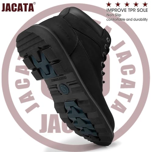 Image of Jacata Steel Toe Work Boots For Men Water Resistant Leather Men's Safety Shoes 6 inch Non Slip Rubber Industrial Construction Boot