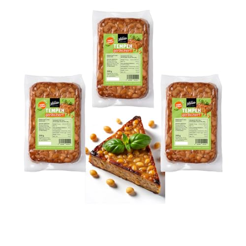 Planeo Tempeh Geräuchert 3x200g - Beste Qualität - Lange ungekühlt haltbar - mild geräuchert - Soja aus der EU - Planeo (3 x 200g)