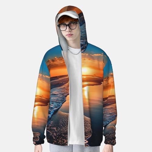 UPF 50+ Sea Beach Sunset Sun Protection Hoodie Rash Guard Shirt Long Sleeve Sun Shirt Lightweight Jacket4