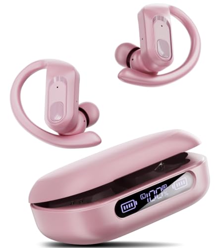 Image of occiam Active Noise Cancelling Wireless Earbuds Bluetooth Headphones Ear Buds 96Hrs Playback Clear Call Waterproof Earphones with Ear Hook Microphones for Sport Running Pink