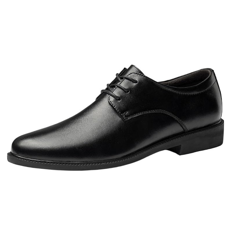 Modern Invisible Height Lace Up Formal Dress Shoes Dress Oxford for Men Round Toe Vegan Leather Solid Color New Increasing Elevator Shoes Rubber Sole Low Top Anti-Slip Block Heel Classic