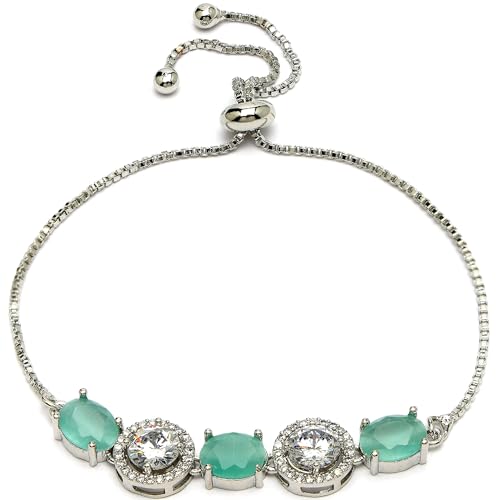 Image of ZENEME Rhodium Plated Brass Crystal Stylish Silver Plated American Diamond Melodic Opulence Bracelets For Women & Gifts For Girls Jewellery
