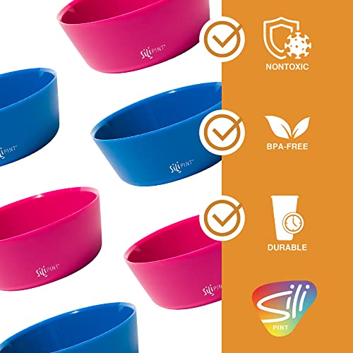 Silipint Squeeze-A-Bowl Silicone Bowl Set, Flexible And Unbreakable Bowls, Microwave-, Dishwasher-, And Freezer-Safe Bowls For Indoor And Outdoor Use, Dragonfruit & Deep Pool, Set Of 2 #TOP3