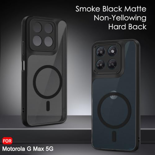 Image of TheGiftKart Hybrid Shockproof Back Cover Case for Motorola Moto G Max 5G Compatible with MagSafe | Camera Protection Module | Hard Back Cover Case (PC & TPU, Translucent Smoke Matte Back, Black Sides)