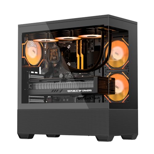 Gabinete para PC darkFlash DS900 Air ATX con Vidrio Templado Panorámico 270°, 3 Ventiladores Preinstalados, Control RGB, Alta Ventilación, Tipo Torre Media, Negro