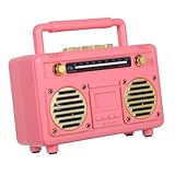 HOMSFOU Retro Mini tragbarer Lautsprecher Radio mit Subwoofer Kabelloser...