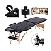Produktbild Mobile Massageliege Massagetisch Klappbar Massagebett Massagebank mit 2 Zonen höhenverstellbaren HolzFüßen Kosmetik Bank (bis 230kg belastbar) - Schwarz