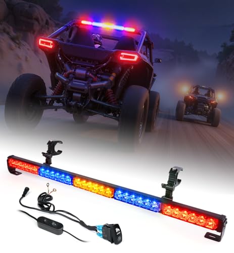Lupar 30 UTV LED Chase Light Bar w/ 1.75-2 Roll Cage Mount Bracket Rear Flashing Lightbar w/Brake Running Turn Signal & Strobe Lights for Polaris RZR Can-Am Yamaha Kawasaki 4x4 Trucks (RBYBR)