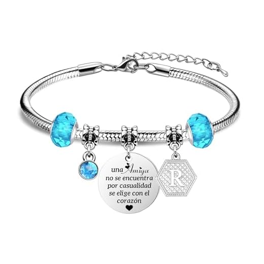 Amiga Regalos Pulsera para las Mujeres Adolescentes Regalos de la Amistad con 26 Letras Colgante Pulseras para Mejor Amiga - Una Amiga no se Encuentra por Casualidad se Elige con el Corazon (R)
