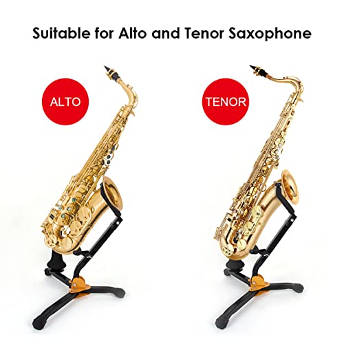 LINOXE Flute/Clarinet Alto Saxophone Stand | Folding Saxophone Stand Holder Tripod for Alto Tenor Sax with Flute Clarinet Peg - Thumbnail 5