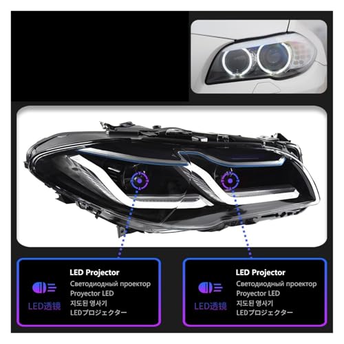 �Ԃ̃��C�g BMW F10 F18 5 �V���[�Y 2011-2016 LED �I�[�g�w�b�h���C�g�A�Z���u���A�b�v�O���[�h�ŐV M5 LHD RHD �A�N�Z�T���[(For 10-13 Xenon,RHD)