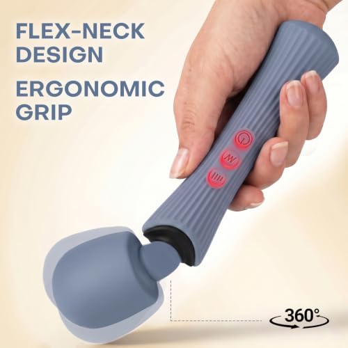 Image of Handheld Personal Wand Massager - USB Rechargeable & Skin-Friendly Silicone, Blue