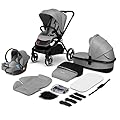 LIONELO Mika 3in1 Passeggino da 0 fino a 48 mesi Trio: Seduta secchiello + navicella + Ovetto, Per bambini fino 22kg, Regolabile e pieghevole, Ruote grandi, Cappotina XXL con filtro UPF50+, Coprigambe