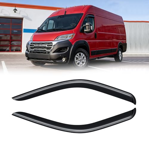 Image of Rain Guards for Ram ProMaster 2014-2025, Out-Channel Window Visor Shields Vent Deflector Shade Wind Dark Smoke 2015 2016 2017 2018 2019 2020 2021 2022 2023 2024, Tape-On Outside-Mount, 4PCS