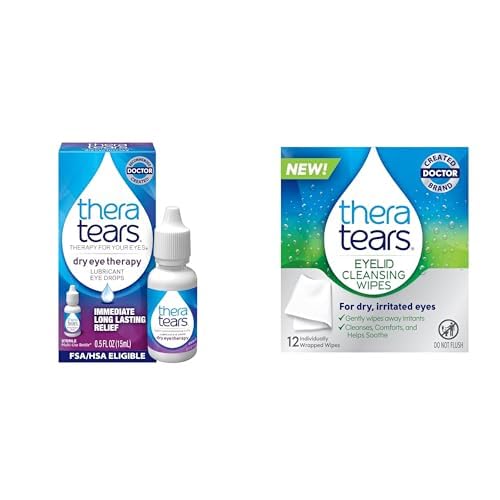 TheraTears Dry Eye Therapy Eye Drops and Eyelid Cleansing Wipes 0 5 Fl Oz 12 Individually Wrapped Wipes