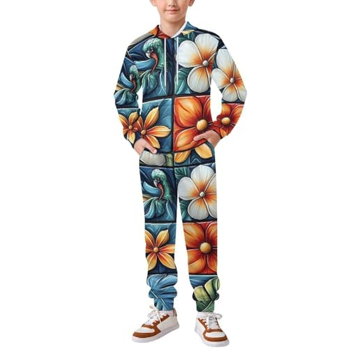 Boys Girls 2 Piece Sets Hoodie and Pants Sweatshirt Set 2 Pieces for Kids, Brazilian Patterns Retro