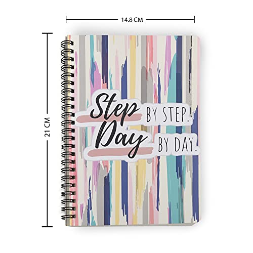 Image of Papboo A5 Step by Step, Handy, Easy to Carry Spiral Wiro Notebook Pack of Two : 100 GSM Natural Shade Paper, Dot Grid, 2 * 120 = 240 Pages, Journal, Diary, Gift