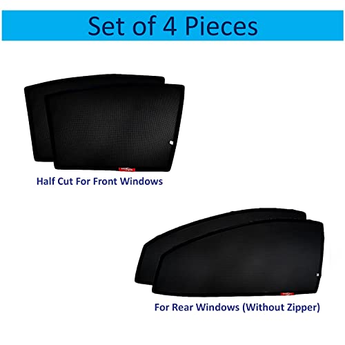 Image of KINGSWAY Accessories Car Side Window Sun Shade Only Compatible with BYD ATTO 3 (2022 Onwards), Front Half Cut & Rear Zipper Magnetic Curtains - Heat-Resistant Custom-Fit Shades, Pack of 4 Pcs