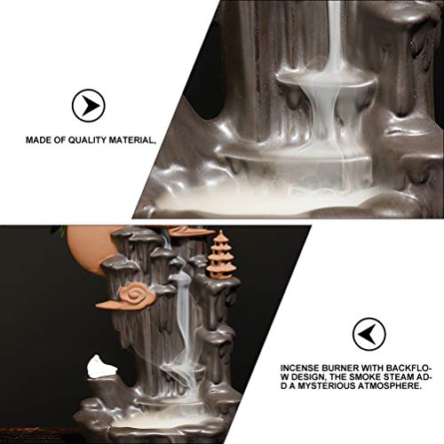 Garnek Queimador de incenso de cascata de fundo de cerâmica torre de montanha incenso para decoração