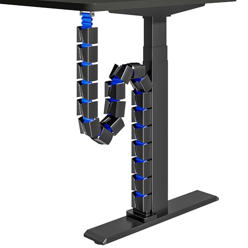 ARES WING Under Desk Cable Management Spine Screw-On Vertebrae Cord Organizer for Standing Desk Length-Adjustable with 20 Modular Segments for Office & Gaming Desks Blue