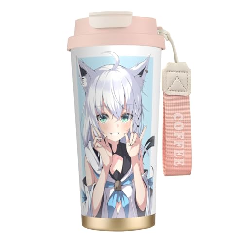 タンブラー 白上フブキ グッズ 水筒 コーヒーカップ コンビニカップ ステンレスボトル 保温保冷 ストロー付き 持ち運び 直接ドリップ 大容量 おしゃれ プレゼント