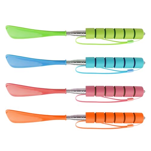 SPRHR 4 Pezzi Calzascarpe Lungo Plastica, Calzascarpe Bordi Lisci, Calzascarpe Lungo con Funzione Telescopica e, con Design Sospeso per Indossare Facilmente le Scarpe (4 Colori)