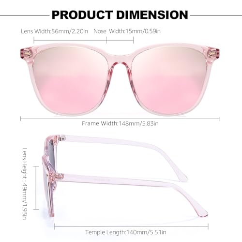 IGnaef® Trendy Polarized Sunglasses for Women, Square Mirrored Shades with UV Protection Anti Glare Sun Glasses IF18513