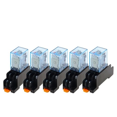 Relais électromagnétique 8 broches DPDT 5A MY2NJ 48V AC avec sa base de fixation PYF08A lot de 5