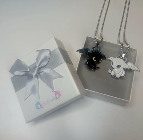 Dragon Matching Necklaces for Couples Lovers Boyfriend Girlfriend Gift Goth Emo Black White Cute Jewelry2