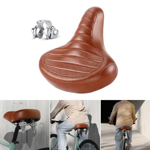 Coussin de selle de vélo en cuir synthétique ergonomique avec amorti renforcé