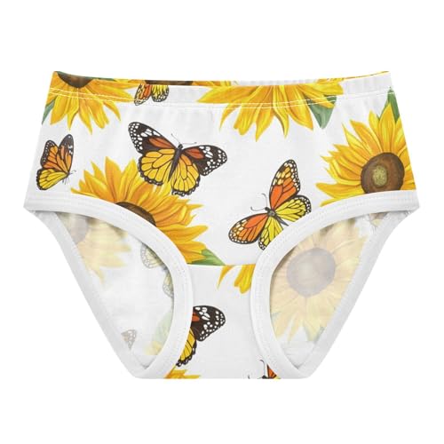 Cotton Toddler Underwear Custom Sunflowers Yellow Butterflies White Panties Little Girl Fun Print Briefs Undies Kids 2t