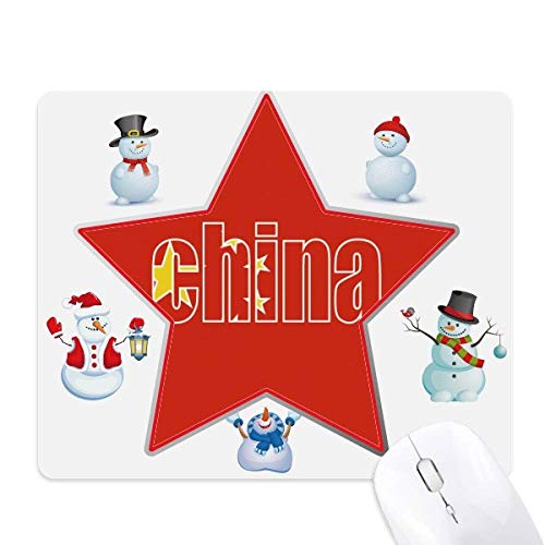 Tapis de souris Chine Noël avec étoiles et bonhomme de neige pour ordinateur