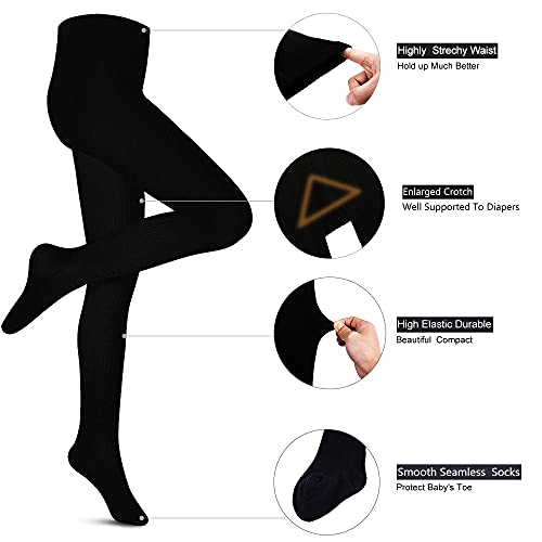 Image of Girls Tights Toddler Cable Knit Cotton Footed Seamless Dance Ballet Baby Girls' Leggings 3 /4 Pack