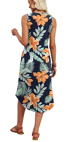 Image of WIHOLL Summer Dresses for Women 2026 Button Front Sleeveless Casual Midi Dress Beach Vacation Sundresses with Pockets