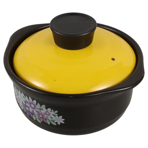 Angoily Cazuela de Barro para Cocinar 1.3 L, Olla de Cocina Casera Resistente al Calor y Antiquemaduras, sin Recubrimiento, Multicolor, Adecuado para Guisar Sopas y Estofados en Hogar