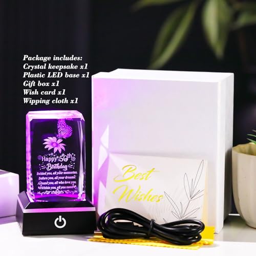 Cadeaux d'anniversaire 50 ans avec base LED pour marquer les esprits