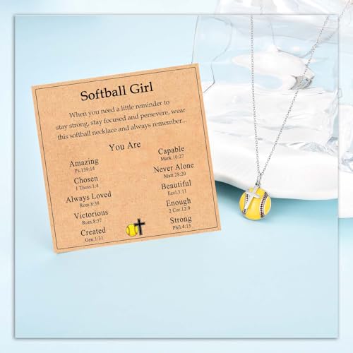 Softball Soccer Volleyball Basketball Baseball Necklace for Girls, Teen Girl Trendy Sports Stuff Accessories Cross Neckalce Jewelry Birthday Christmas Valentines Easter Baptism Graduation Gifts3