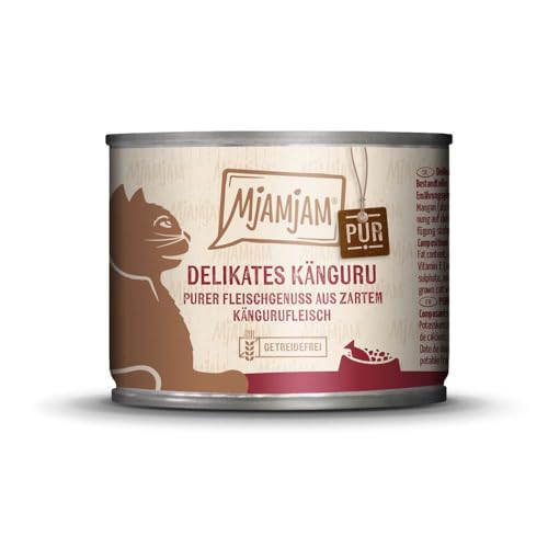 MjAMjAM Katzen Nassfutter: purer Fleischgenuss - zartes Känguru pur - 6er-Pack, hoher Fleischanteil