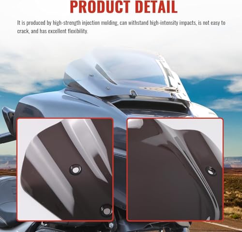 Image of 8 inch Tint Wave Windshield Windscreen Wind Splitter Compatible for Harley Davidson CVO Street Glide FLHXSE 2023-2024, Street Glide FLHX 2024-up (Tint)