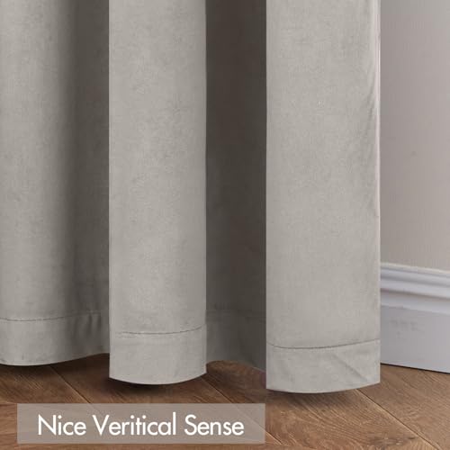 Image of MIULEE Silver Grey Blackout Velvet Curtains Drapes 108 Inch Long 52 inchx108 inch | Luxurious Bedroom Living Room Decor, Room Darkening, Thermal Insulated, Rod Pocket Design, Super Soft Fabric, Extra Long