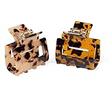JIRIS 2PCS 2 Inches hair claw clips Banana Clips Barrettes French Design celluloid Leopard print Sma