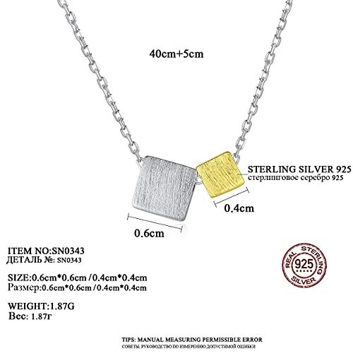 Collier pendentif carré femme chaîne fine en acier géométrique